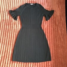 Calvin Klein Small Ribbed Ruffle Sleeve Sweater Dress Forrest Green Women’s EUC