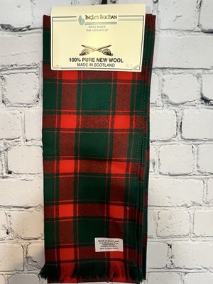 Ingles Buchan Tartan Scarf, Red And Green, 100% Wool