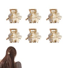 KGCGJVB 6Pcs Small Rhinestone Hair Clips for Women 1 Count Pack of 6 , Gold
