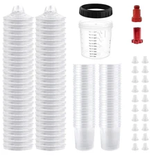 Disposable Paint Spray Gun Cup Liners and Lid System, 20 Ounce 600ml Kit 50 Pack