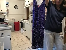 Lulu Party Blue Sequinned Party Dress