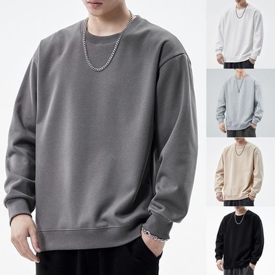 Herren Sweatshirt Frühlingskleidung Herbstkleidung schwarz normale Länge einfarbig