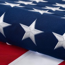 Cotton American Flag 3X5 Ft for Outside, Tearproof Heavy Duty Fabric, Embroidere