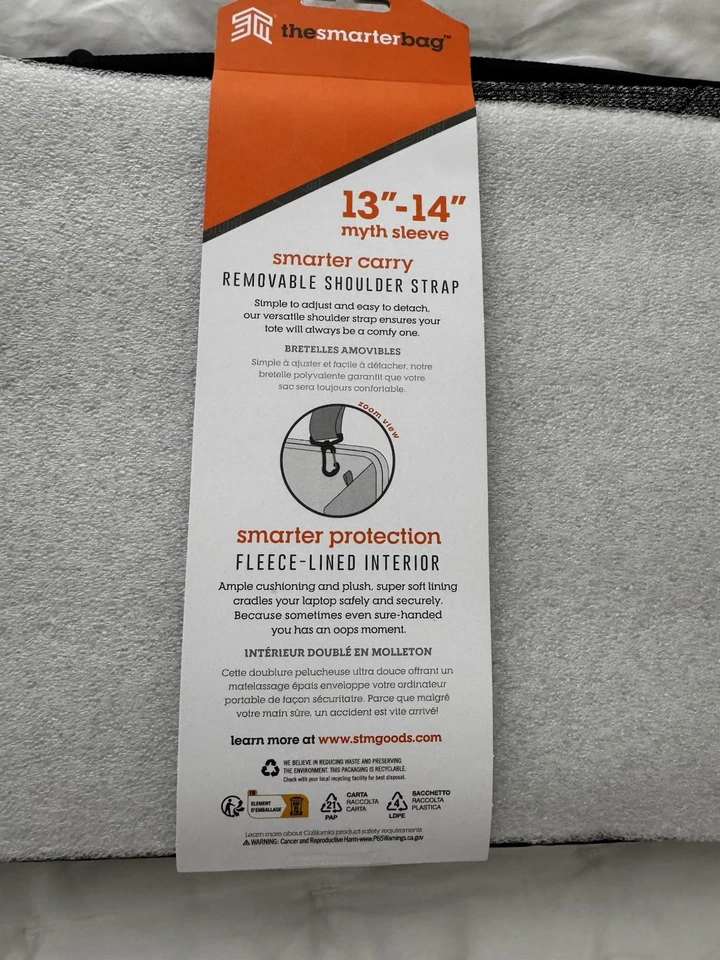 STM Myth Fleece-Lined Laptop Sleeve with Removable Strap 13" - Granite Black ... - Image 2 of 4