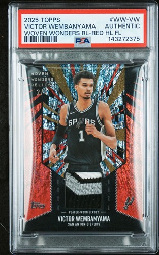 2025-26 Topps Wembanyama Woven Wonders Relic Red Holo Foil /5 PSA AUTH Spurs