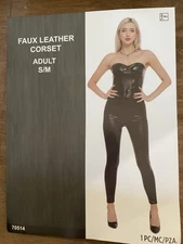 Faux Leather Corset Adult Women Small Up To Size 8 Halloween Cosplay KBW Global