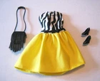 BARBIE FASHION CLOTHES ~ YELLOW SATIN w/ZEBRA PRINT OUTFIT w/ACCESSORIES SET
