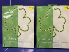 St Patricks Day Lighted Indoor/Outdoor Shamrocks - Set of 2. Impact Innovations