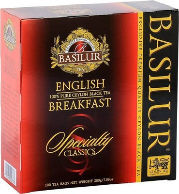 Basilur, English Breakfast pure Ceylon black tea 200g , 100 tea bags New Pack