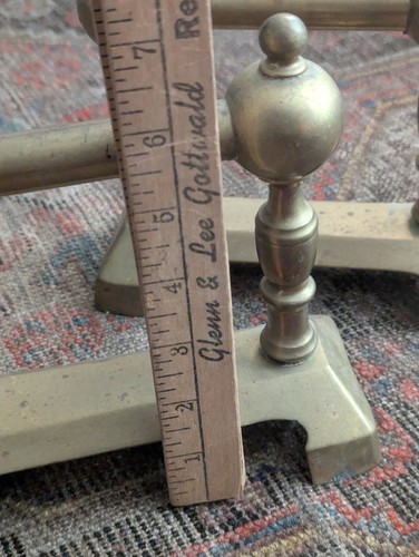 Vintage Brass Andirons Fireplace Log Holder Cast Iron Fire Dog Set Antique Art - Picture 14 of 21