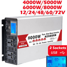 Inverter di potenza onda sinusoidale pura 5000W 8000W max 12V 24V 48V a 220V porta USB LCD