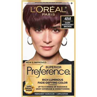 L'Oreal Paris Superior Preference Fade-Defying Permanent Hair Color, 4M Dark Mah