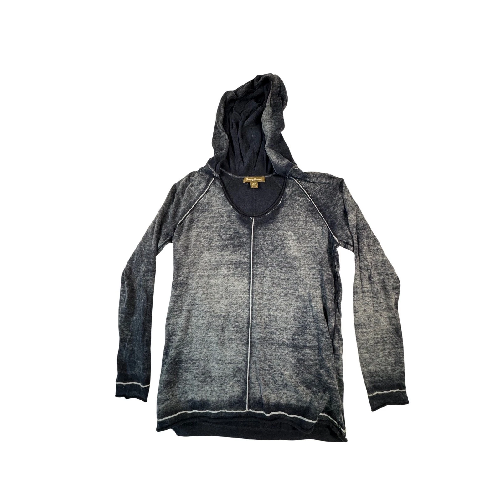Tommy Bahama Hoodie Womens Small Blue Burnout Cotton V-Neck Pullover