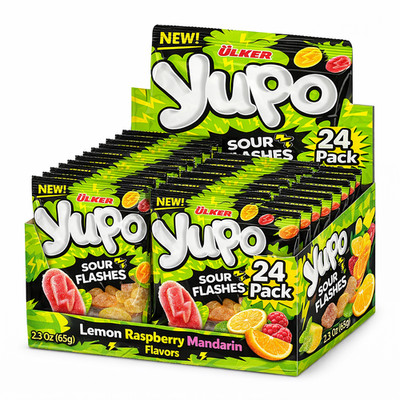 Sour Candy Jelly Fruit Gummy, 24 x 2.3oz, Lemon Raspberry Mandarin Soft Candy