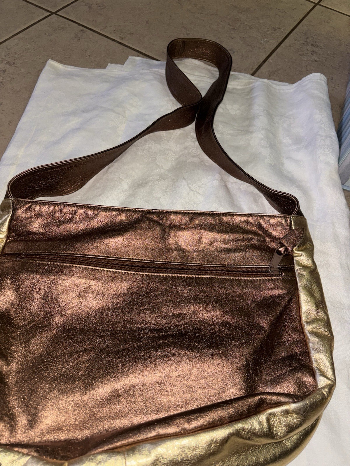 JOHNNI ASHLEY Metallic Patchwork Leather Hobo Bag… - image 3