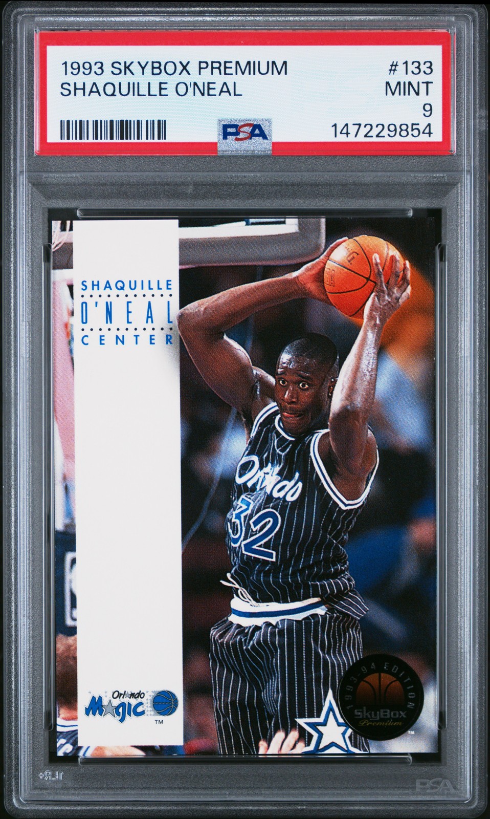 1993 SKYBOX PREM #133 SHAQUILLE O'NEAL PSA 9