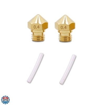 2 pcs MK10 M7 Extruder Nozzle 0.4mm and 2pcs PTFE Tube kit, for Wanhao FlashF...