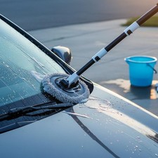 Telescopic Car Wash Brush Wet and Dry Use Automotive Accessory Detachable Head