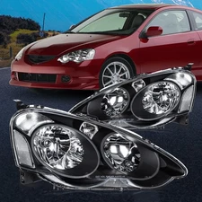 Black Housing Clear Lens Headlights Assembly  For 2002-2004 Acura RSX (DC5) L+R
