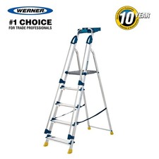 Werner 5 Tread Workstation Stepladder Aluminium Foldable, EN131 Certified 2.77m