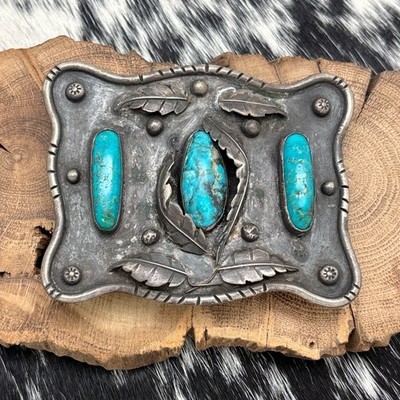 1950s Native American NAVAJO Sterling & Turquoise Belt  display picture 3