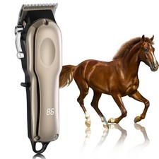 Horse Clippers Cordless Quiet, Professional Livestock Clippers with 4 Guide G...