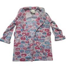 Little girl bathrobe size 4 pink  blue long sleeve soft fleece