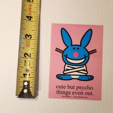 Vintage It's Happy Bunny "Cute But Psycho. Things Even Out." Jim Benton Sticker