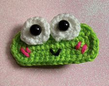 Handmade Crochet Green Frog Hair Clip