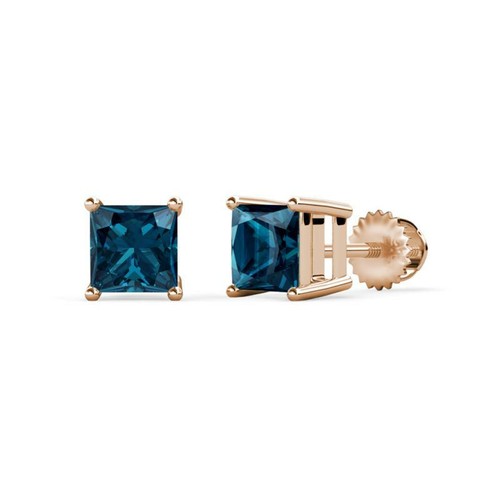 Blue Diamond 4mm Solitaire Stud Earrings 3/4 ctw in 14K Gold JP:64218 - Picture 8 of 10