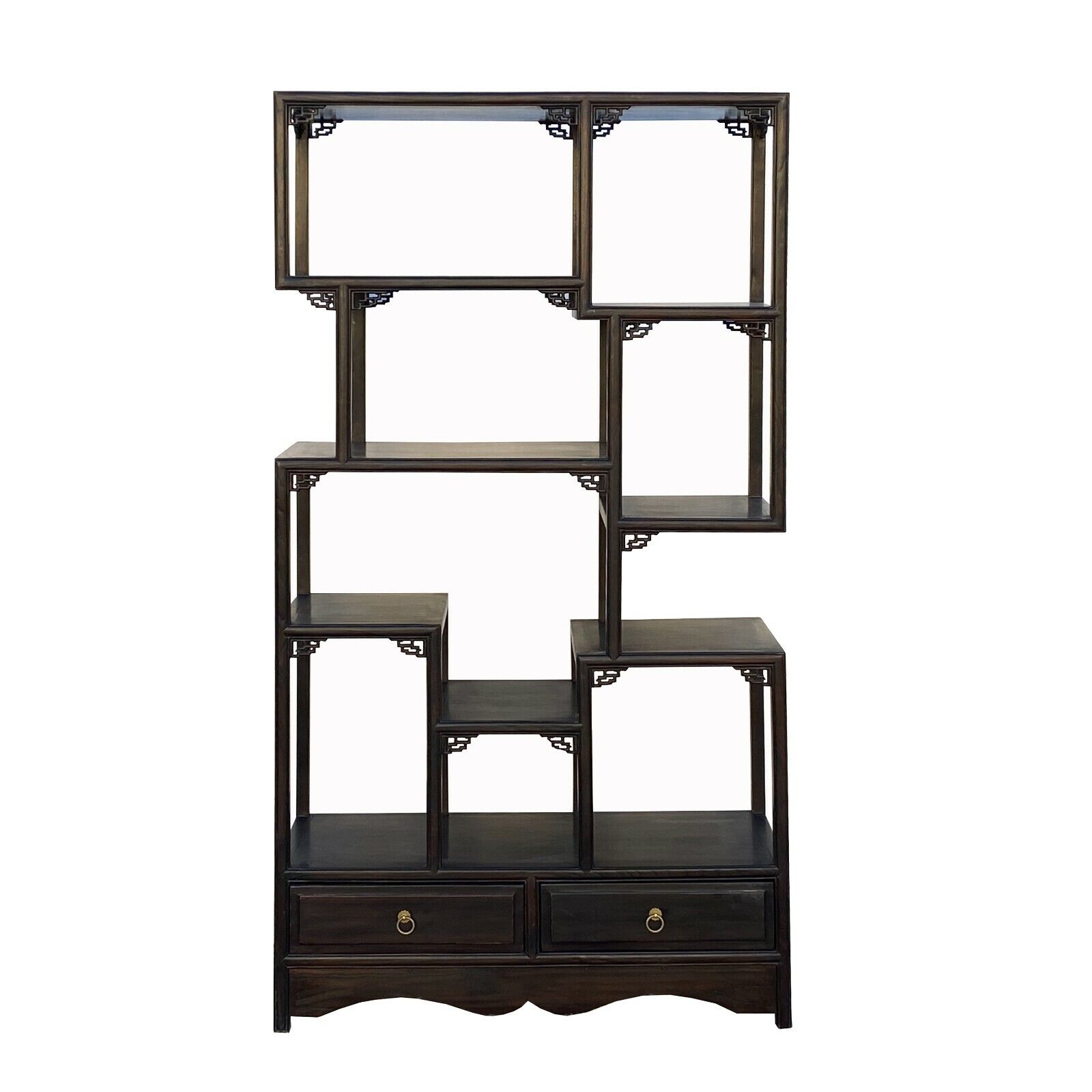 Chinese Brown Stain Treasure Display Curio Cabinet Room Divider cs7149