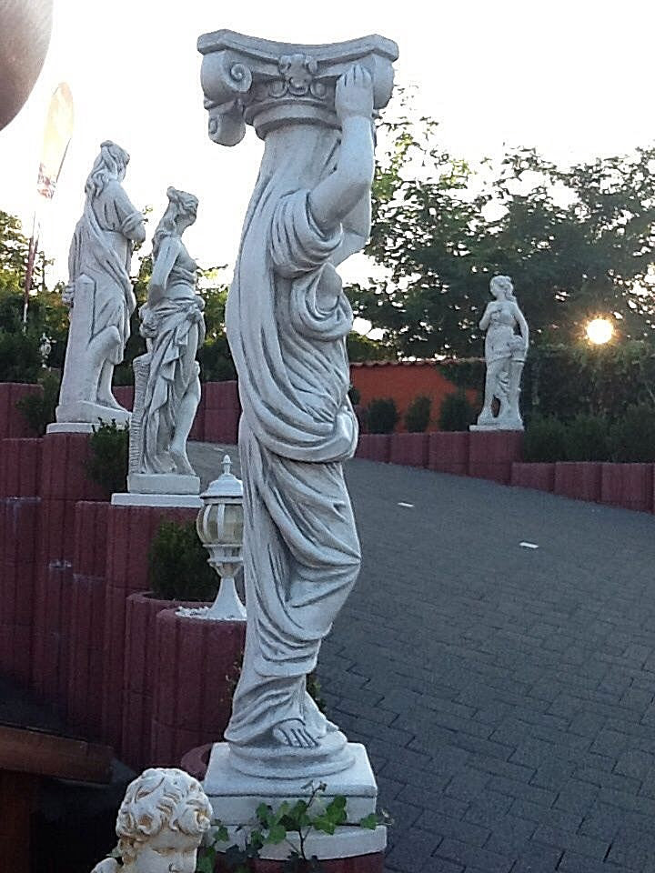 Gartenfiguren "Karyatide" Säulen, Statuen, Gartendeko 154 cm Steinguss