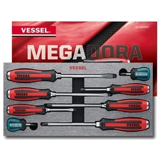 Vessel 8pc Tang-Thru Screwdriver Set Phillips Slotted Flat Megadora JAPAN 9308
