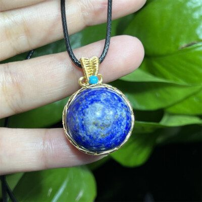 TOP 20mm+ Natural Lapis Lazuli Sphere Quartz Crystal Ball Reiki Pendant 1PC