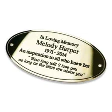 Solid Brass OVAL shaped plaque 4 sizes Engraved personalised