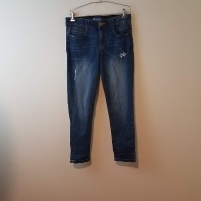 Democracy Ab Solution Ankle Skimmer Distressed Jeans Womens 8 Blue B1176KECC