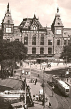 Amsterdam C Stazione Centrale Paesi Bassi RPPC Cartolina Trolley Barche Rembrandt