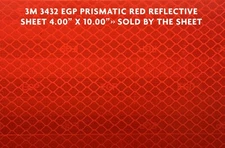 3M 3432 EGP PRISMATIC REFLECTIVE TAPE, RED, 4.00" X 10.00" SHEET, PER SHEET