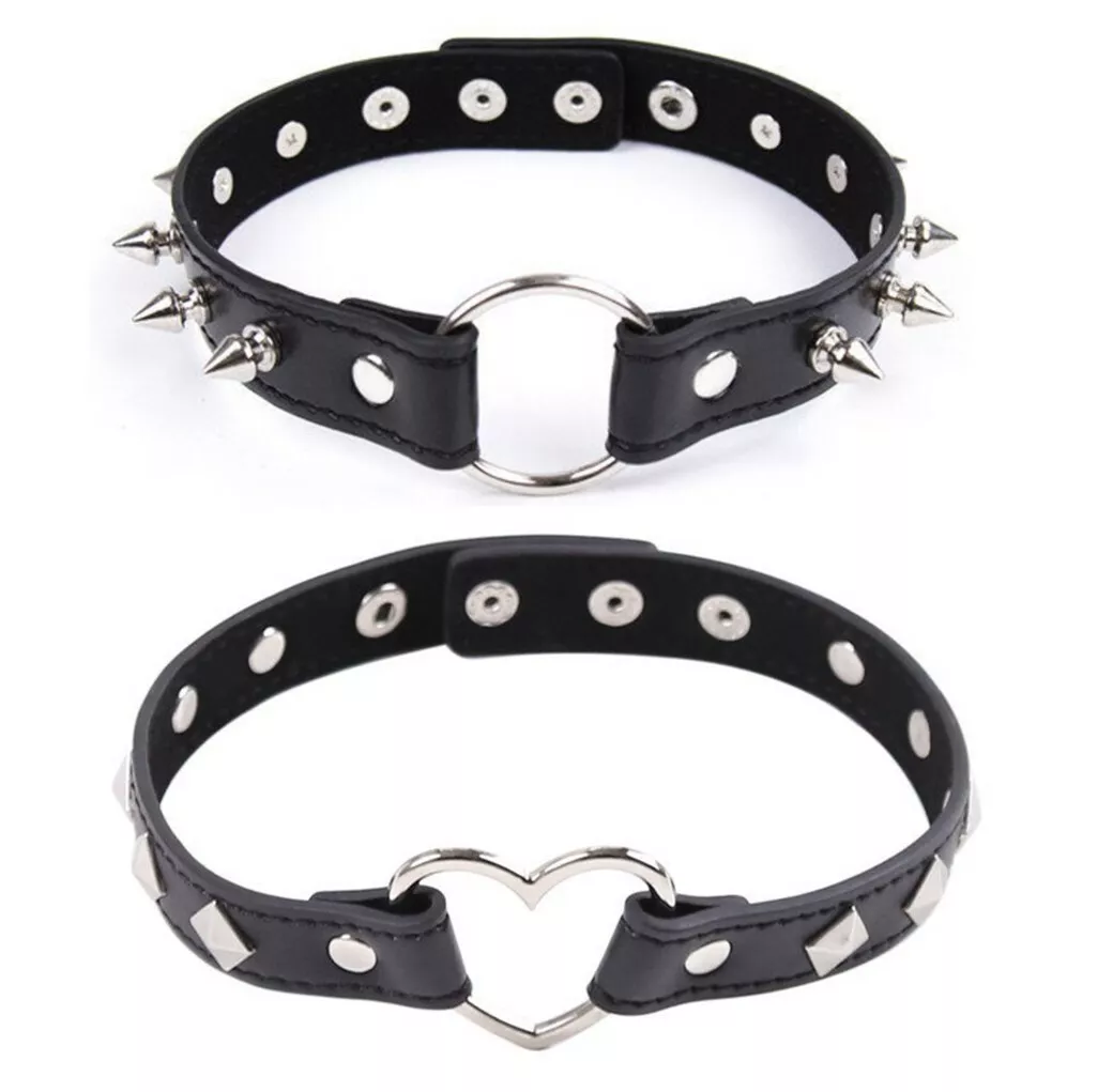 Black Heart Ring Choker Black Heart Ring Collar Fashionable