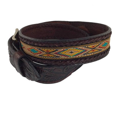 Ceinture Western En Cuir Fuchsia Antique - Marque La Joya Western, 38mm, Homme/Femme, Neuve