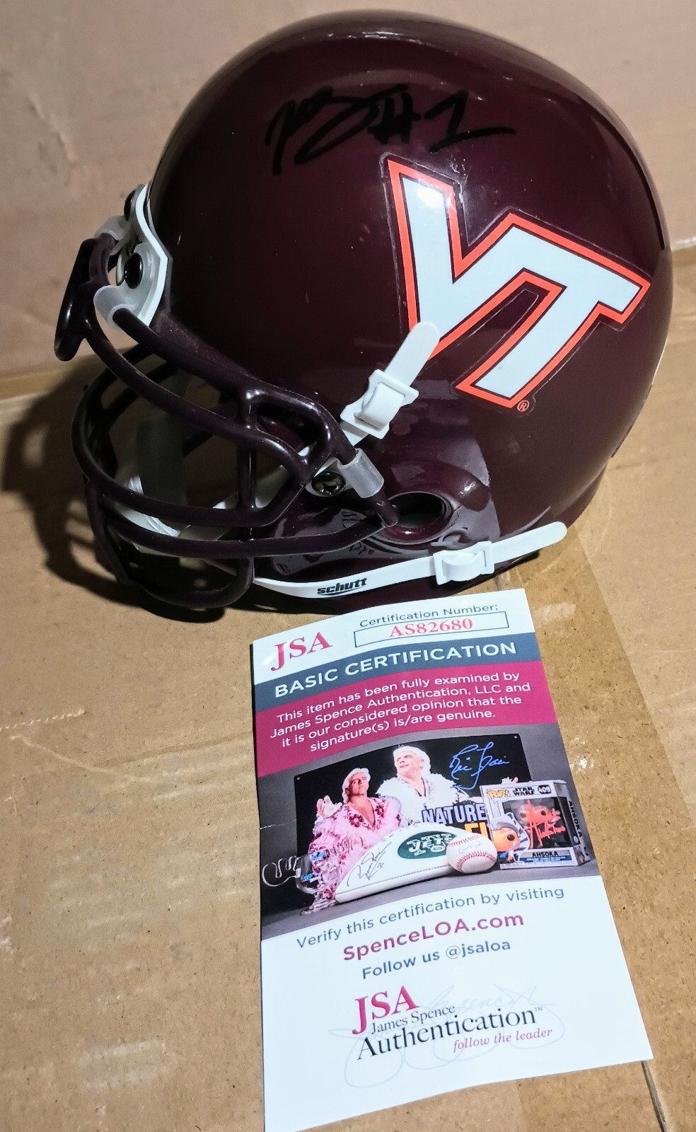 KYRON DRONES Virginia Tech Hokies SIGNED Mini Helmet JSA COA 