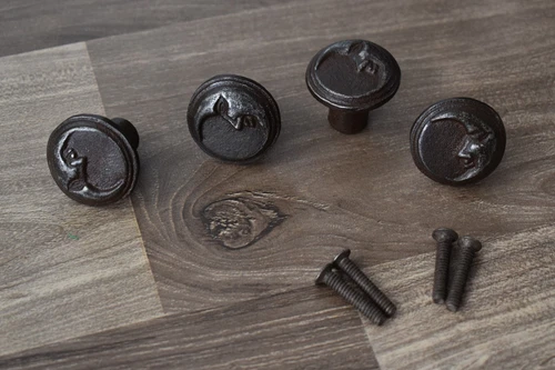 Vintage cast iron cabinet drawer door Moon Face knobs handles pull rustic 4 pcs