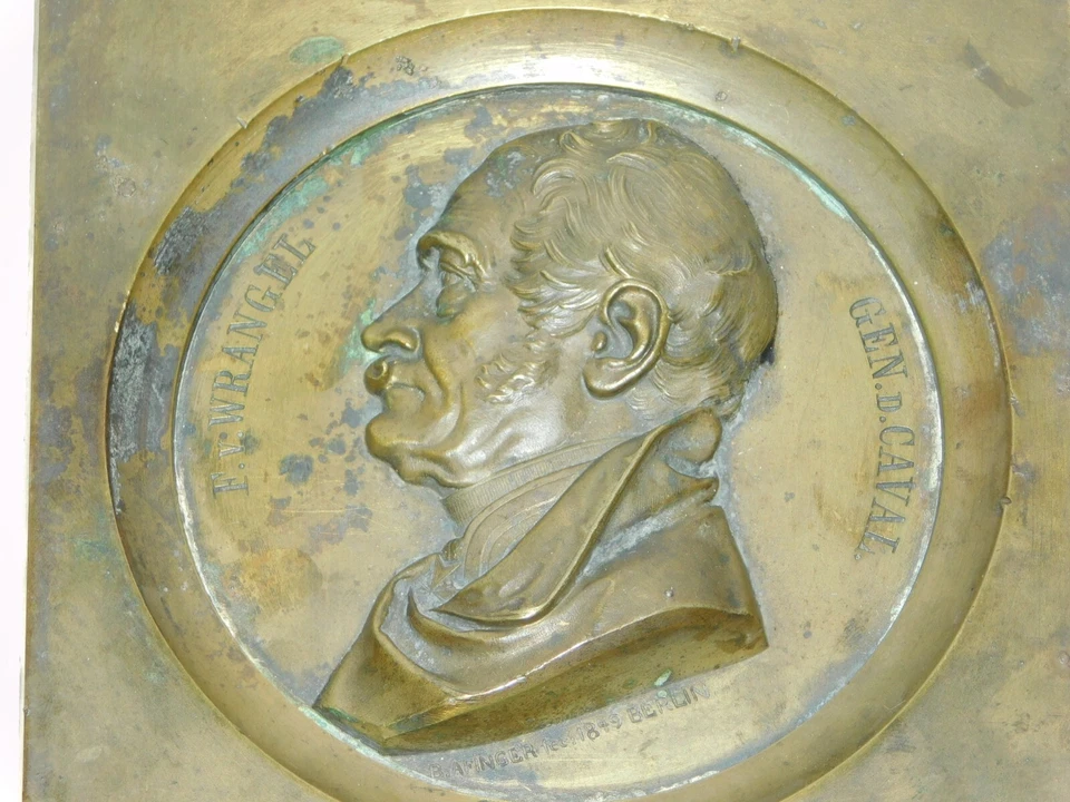 Plaquette Portrait Médaillon Bronze "F.V.WRANGEL Gen.D.CAVAL." Signé B.Afinger - Photo 2/4