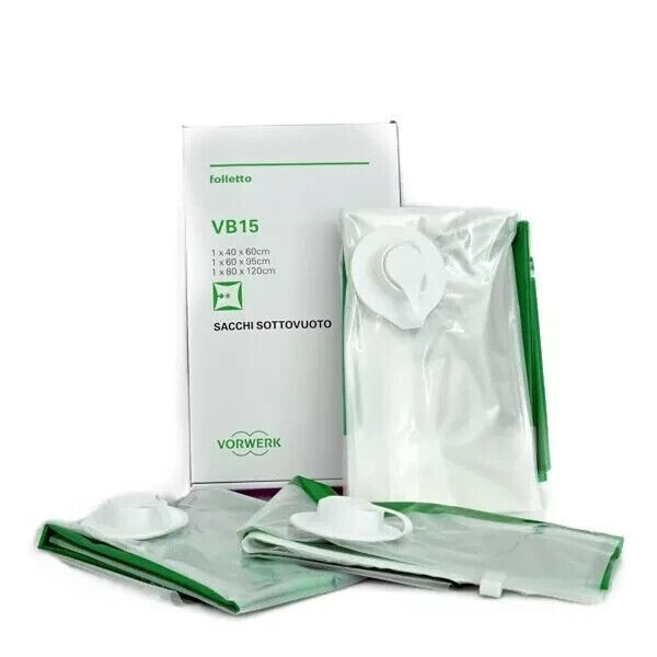 PACK OF 3 ORIGINAL VORWERK FOLLETTO 41472 VACUUM BAGS VB15