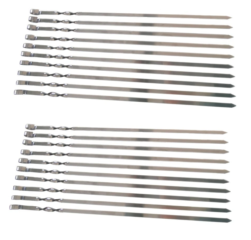RUKAUF 20 x Brochetas de acero inoxidable para barbacoa 60 cm 2 mm Brochetas de schaschlik Schampura Brochetas de carne