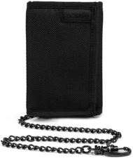 PACSAFE Z50 RFID SAFE ANTI-THEFT TRI-FOLD WALLET WITH CHAIN / TRUSTED USA SELLER