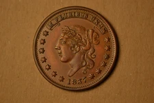 1837 Hard Times Token- Liberty Head/Centre Market- Choice AU/BU