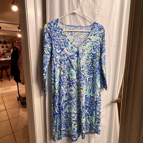 Lilly Pulitzer Erin blue crush after party printed tee mini dress size xs