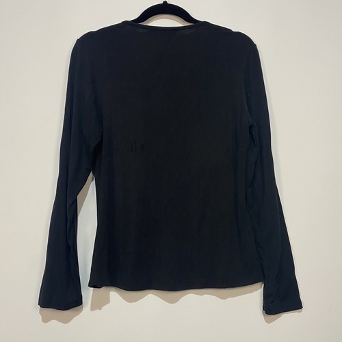 Vintage Lolina Top Womens Size 10 AU Black Beaded Floral Stretch Long Sleeve - Picture 2 of 10