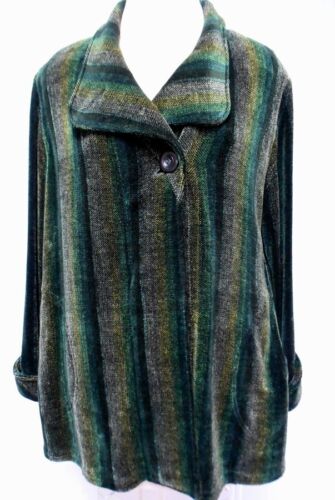 Vintage Loominus handgewebte Viskose Chenille mehrere Streifen Pullover Jacke - 31" lang - M-EG - Bild 2 von 19